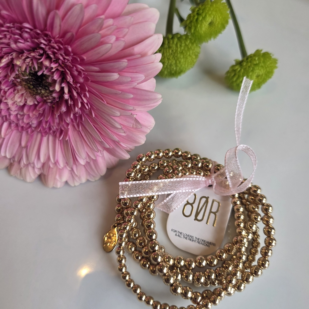 Elegant Gold Beaded Bracelet Set